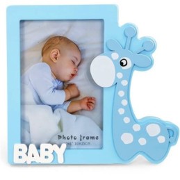 PORTAFOTOS MADERA JIRAFA AZUL